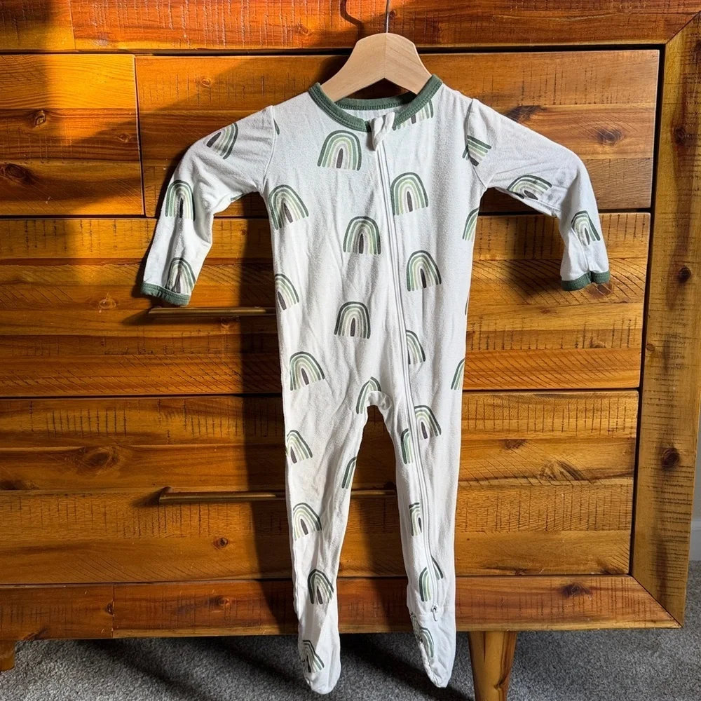 Kyte Baby Green and White Rainbow Kids One Piece
